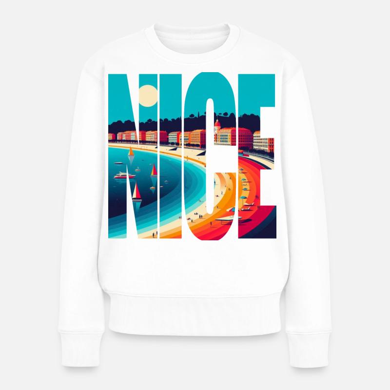 Nice Riviera Arc en Couleurs - Pull Premium bio Femme - blanc