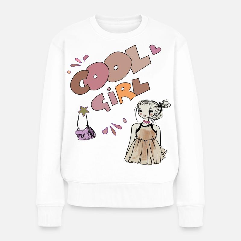 Cool Girl, Mädchen - Frauen Premium Bio Pullover - Weiß
