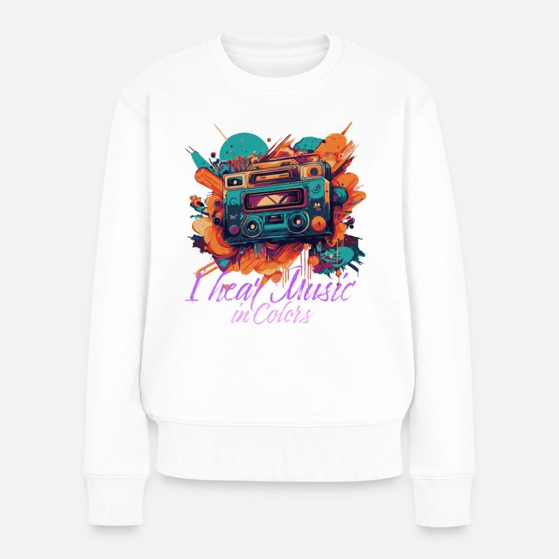 Music Explosion – Farben und Klänge vereint - Frauen Premium Bio Pullover - Weiß
