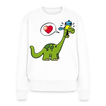 Kawaii Manga Dinosaurier - Frauen Premium Bio Pullover - Weiß - Vorne - Julia (174cm)