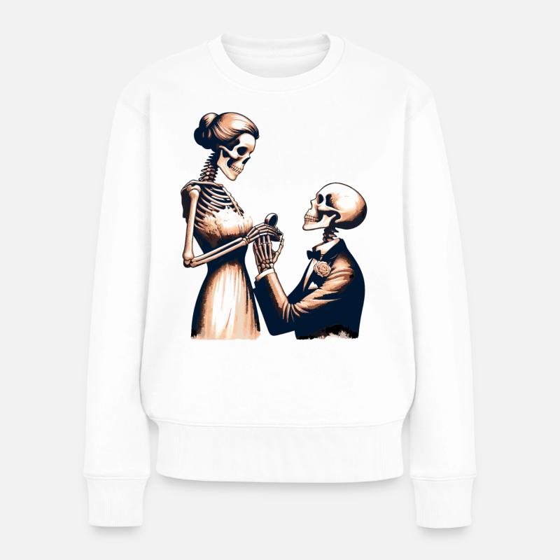 Hochzeit Skelett Parodie Design - Frauen Premium Bio Pullover - Weiß