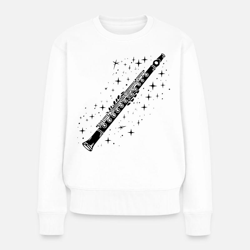 Dessin de flûte traversière - Pull Premium bio Femme - blanc