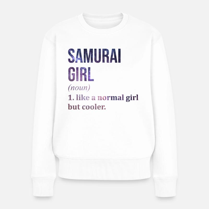 Samurai - Frauen Premium Bio Pullover - Weiß