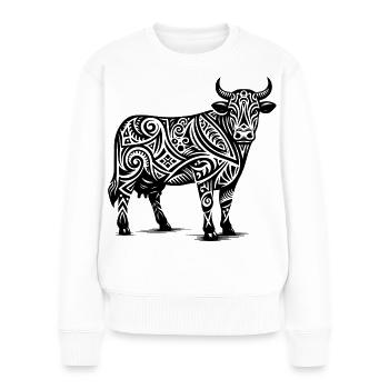 Vache Tribal - Pull Premium bio Femme - blanc - Devant - Julia (174cm)