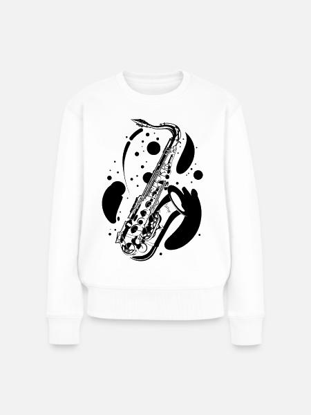 Saxophon - Frauen Premium Bio Pullover - Weiß