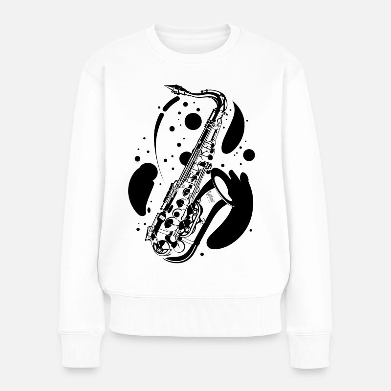 Saxophon - Frauen Premium Bio Pullover - Weiß