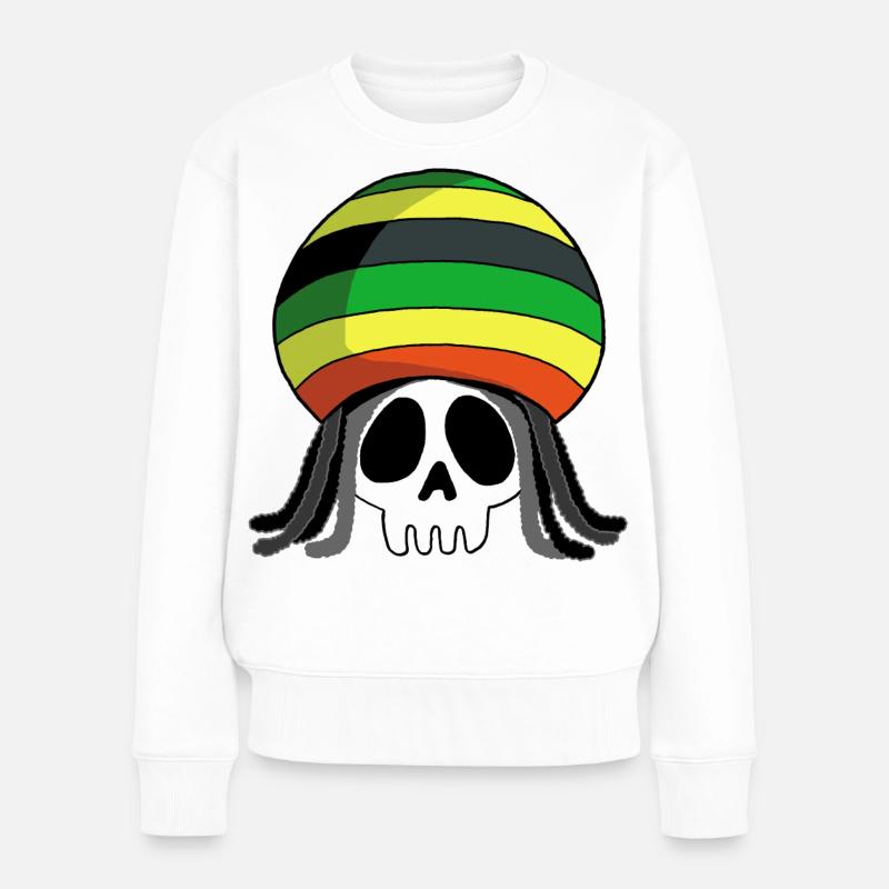 Totenkopf-Reggae-Musik - Frauen Premium Bio Pullover - Weiß