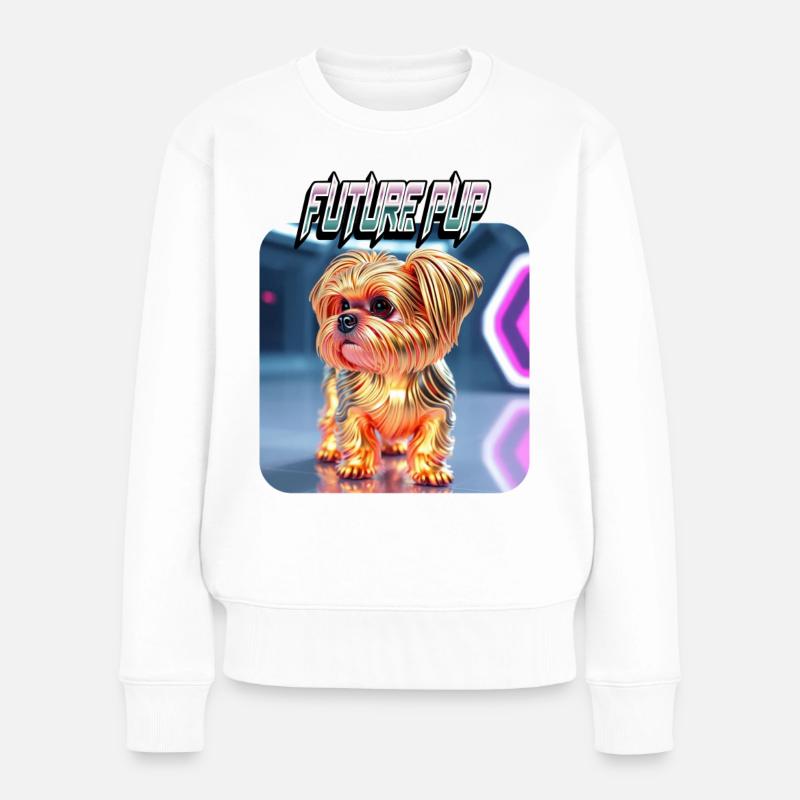 Futur chiot Shih Tzu Chien - Pull Premium bio Femme - blanc