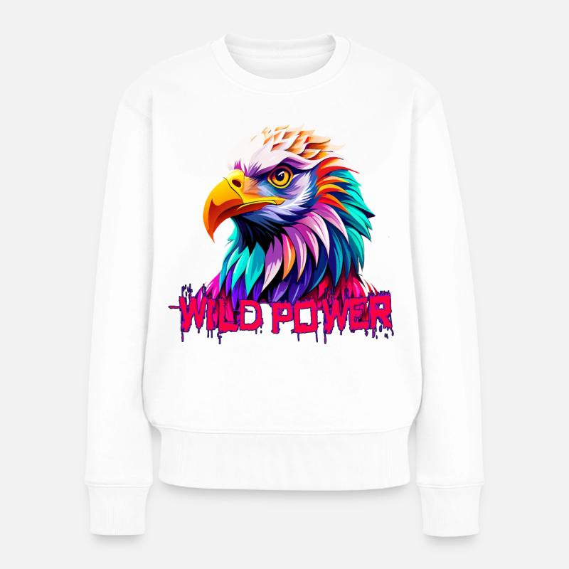 Adler Wild Power - Frauen Premium Bio Pullover - Weiß