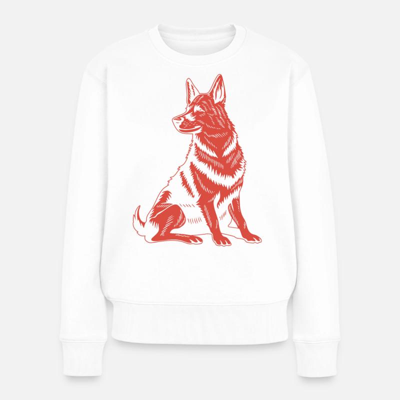 Treuer Schäferhund – Klassische Hundegrafik - Frauen Premium Bio Pullover - Weiß