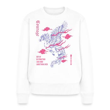 Courage – Phönix der Wiedergeburt - Frauen Premium Bio Pullover - Weiß - Vorne - Julia (174cm)