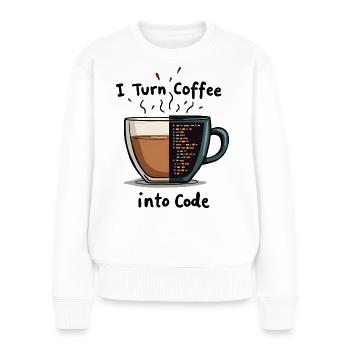 Coffee into Code - Women's Premium Organic Jumper - white - Front - Julia (174cm)