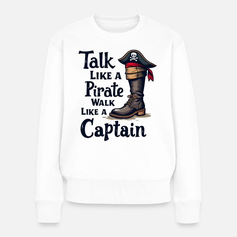 Parler comme un pirate, marcher comme un capitaine - Pull Premium bio Femme - blanc