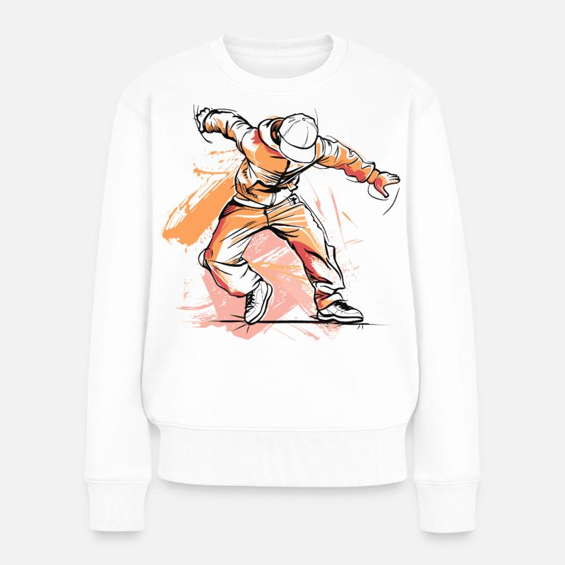 Breakdancer Zeichnung - Frauen Premium Bio Pullover - Weiß