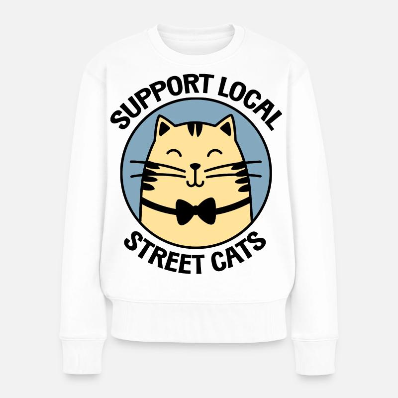 Chat noeud papillon chic - Chat de dessin animé élégant - Pull Premium bio Femme - blanc