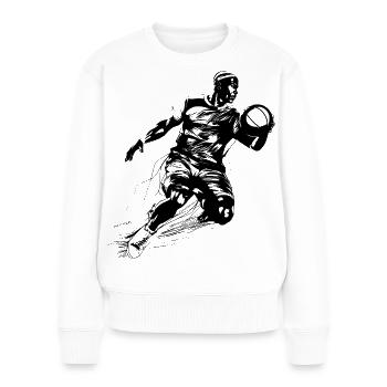 Basketballspieler - Frauen Premium Bio Pullover - Weiß - Vorne - Julia (174cm)