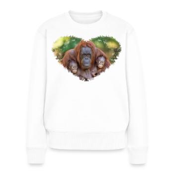Maman orang-outan veillant sur deux bébés - Pull Premium bio Femme - blanc - Devant - Julia (174cm)