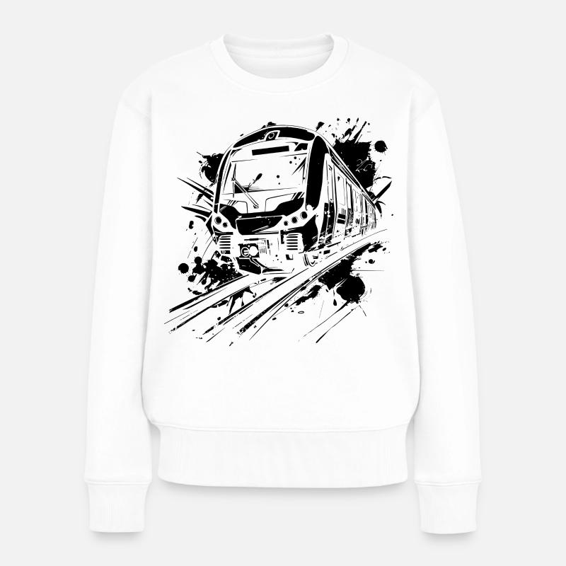 Eisenbahn Farbklecks - Frauen Premium Bio Pullover - Weiß