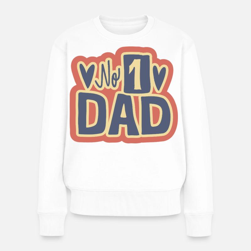 No 1 Dad Herz-Design - Frauen Premium Bio Pullover - Weiß