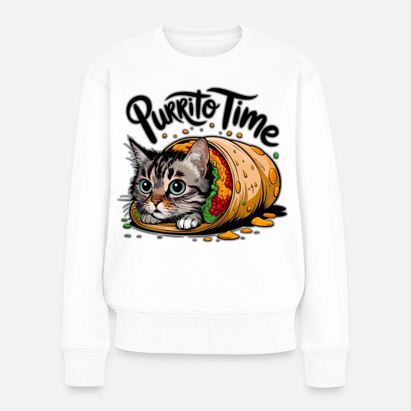 Purrito-Katze - Frauen Premium Bio Pullover - Weiß