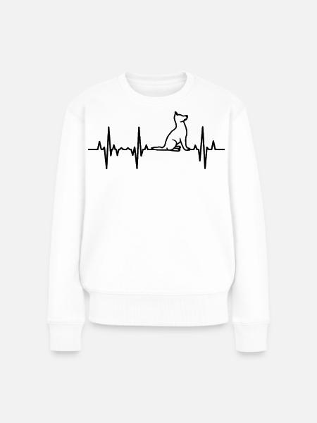 Hund EKG Herzlinie - Frauen Premium Bio Pullover - Weiß