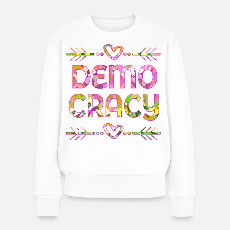 PFLANZEN INKLUSION DEMOKRATIE - Frauen Premium Bio Pullover - Weiß