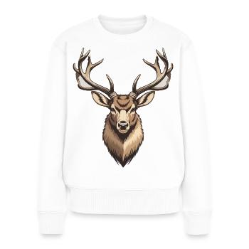 Chasse, chasse, chasse, chasse, cerf, bois de cerf, cerf, - Pull Premium bio Femme - blanc - Devant - Julia (174cm)
