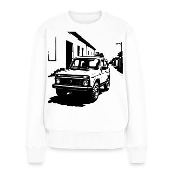 Offroad-Legende Klassik - Frauen Premium Bio Pullover - Weiß - Vorne - Julia (174cm)