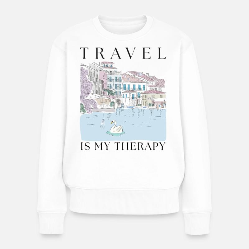 Reise ist meine Therapie - Frauen Premium Bio Pullover - Weiß