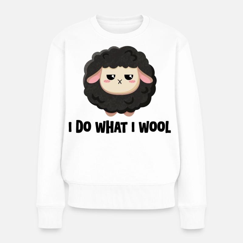 Süßes schwarzes Schaf grummelig mit Spruch - Frauen Premium Bio Pullover - Weiß