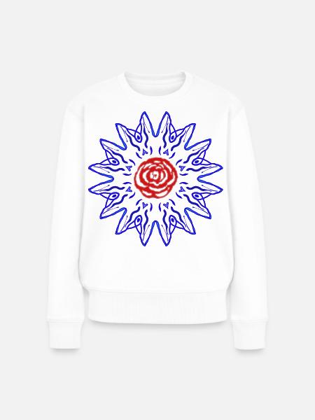 Rose in der blauen Sonne - Frauen Premium Bio Pullover - Weiß