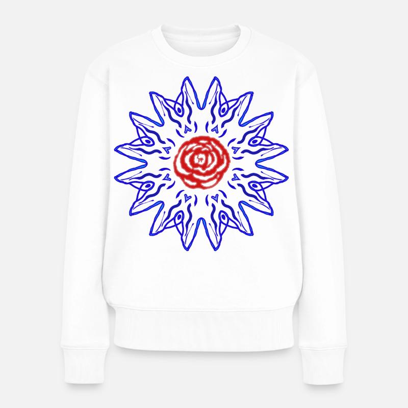 Rose in der blauen Sonne - Frauen Premium Bio Pullover - Weiß