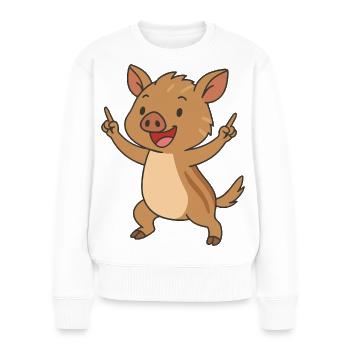 Sanglier drôle Dessin animé de première année - Pull Premium bio Femme - blanc - Devant - Julia (174cm)