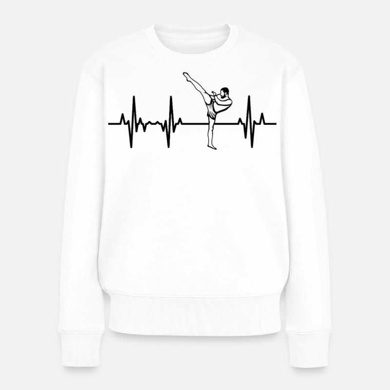 Kickboxer Herzschlag - Frauen Premium Bio Pullover - Weiß