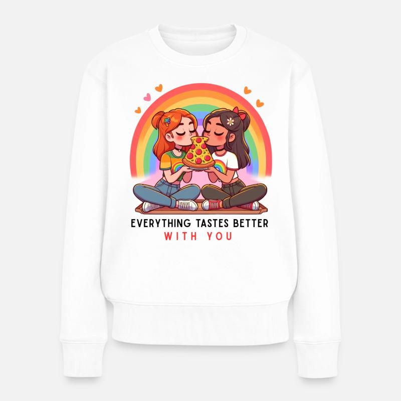 Bei Ihnen schmeckt alles besser - Frauen Premium Bio Pullover - Weiß