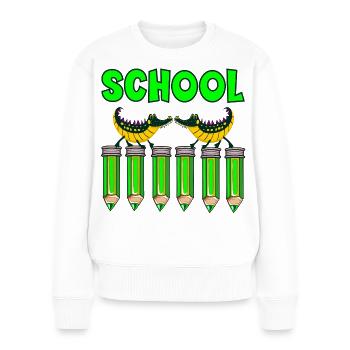 SCHULE BLEISTIFT KINDER ALLIGATOREN - Frauen Premium Bio Pullover - Weiß - Vorne - Julia (174cm)