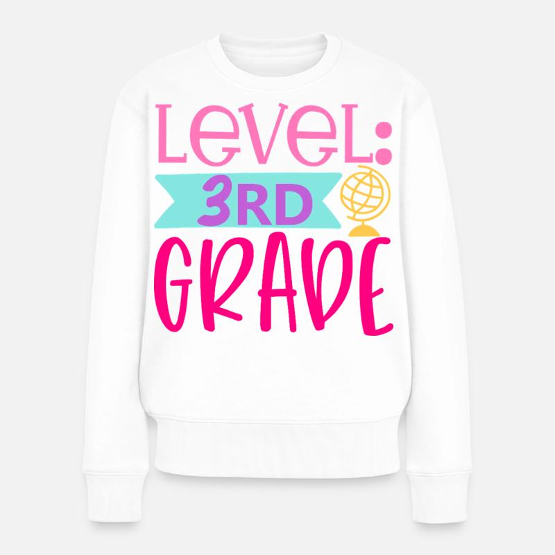 Stufe 3. Klasse freigeschaltet – Zurück zur Schule - Frauen Premium Bio Pullover - Weiß
