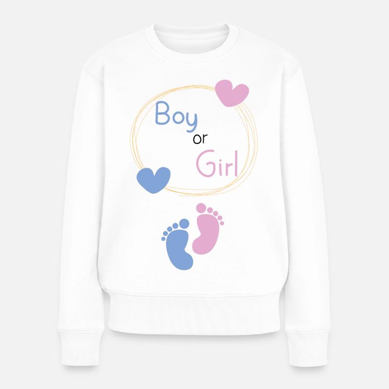 Geschlechtskategorie Babyabdruck Design - Frauen Premium Bio Pullover - Weiß