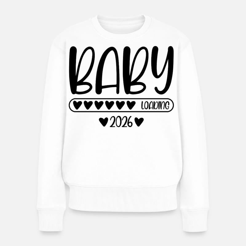 Baby 2026 loading - Frauen Premium Bio Pullover - Weiß