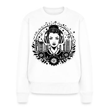Music Beat Rhythm – Woman with Headphones, Beat - Women's Premium Organic Jumper - white - Front - Julia (174cm)