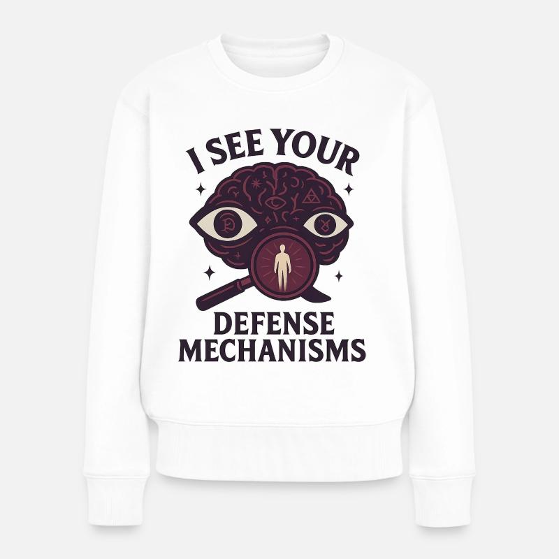 Ich sehe deine Abwehrmechanismen - Frauen Premium Bio Pullover - Weiß