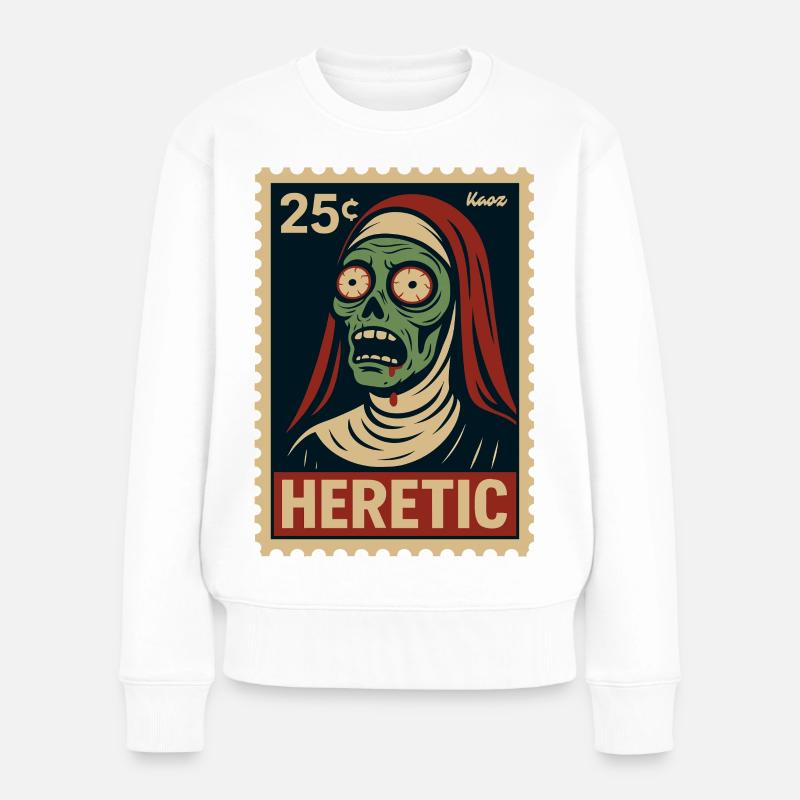 Heretischer Zombie-Design im Vintage-Stil - Frauen Premium Bio Pullover - Weiß
