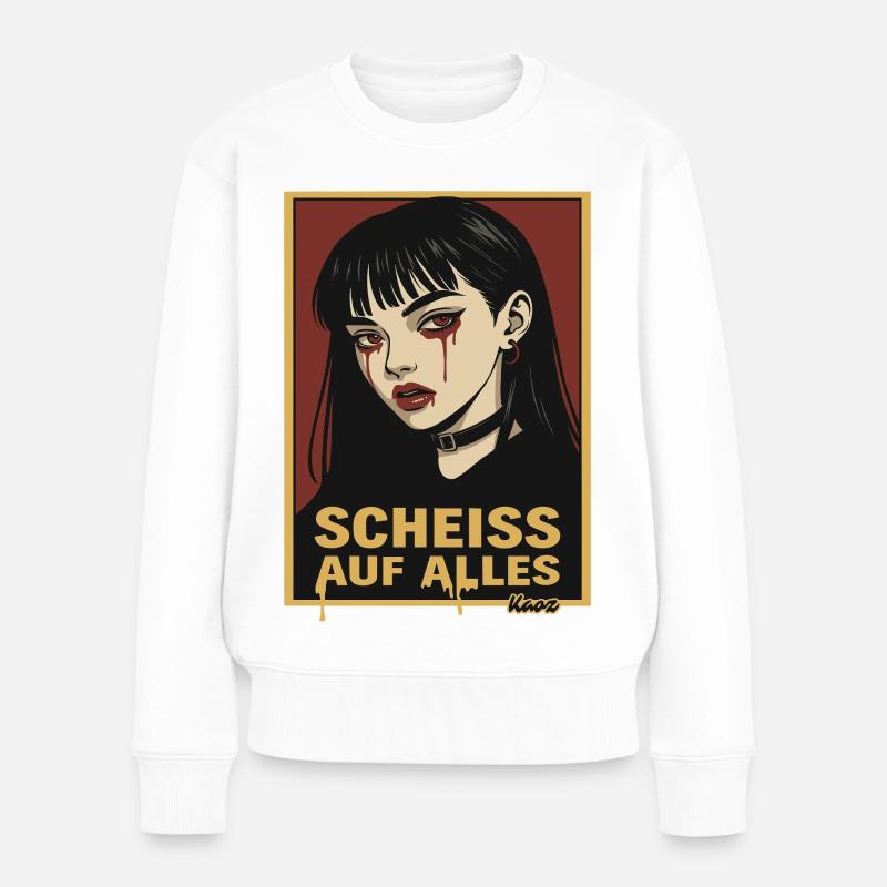 Emo Gothic Girl mit Aussage - Frauen Premium Bio Pullover - Weiß