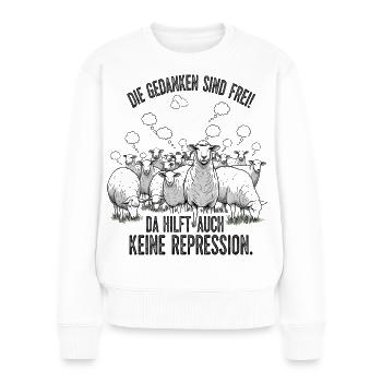 Les pensées libres montrent le courage de se rebeller - Pull Premium bio Femme - blanc - Devant - Julia (174cm)