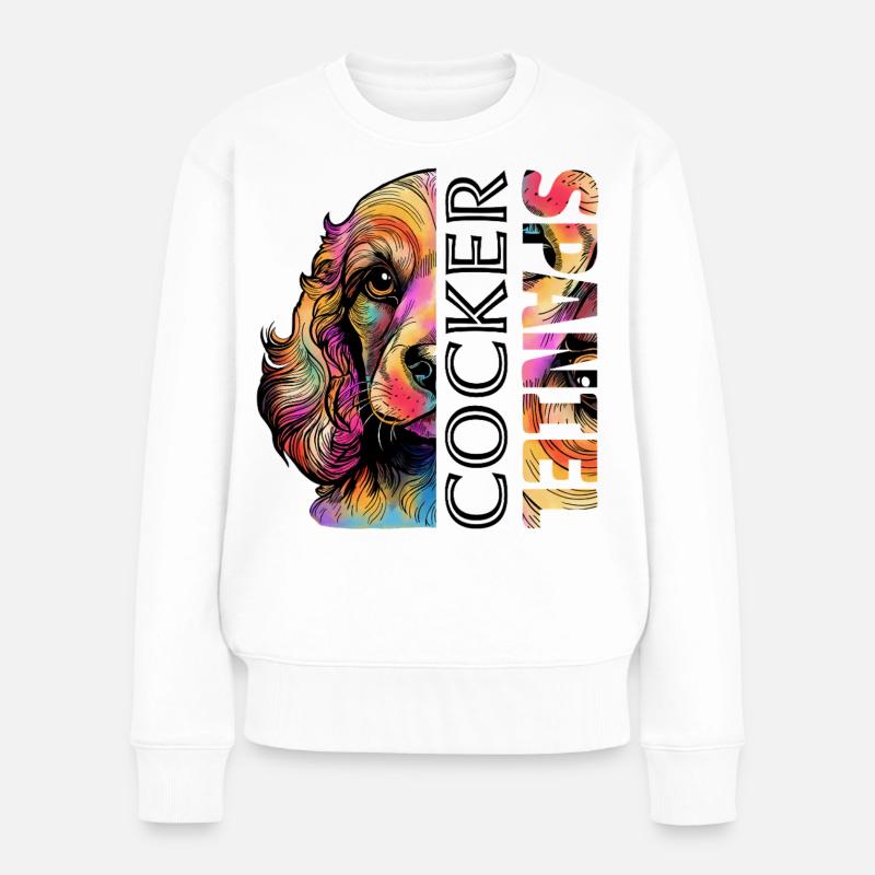 Cocker Spaniel coloré - Pull Premium bio Femme - blanc