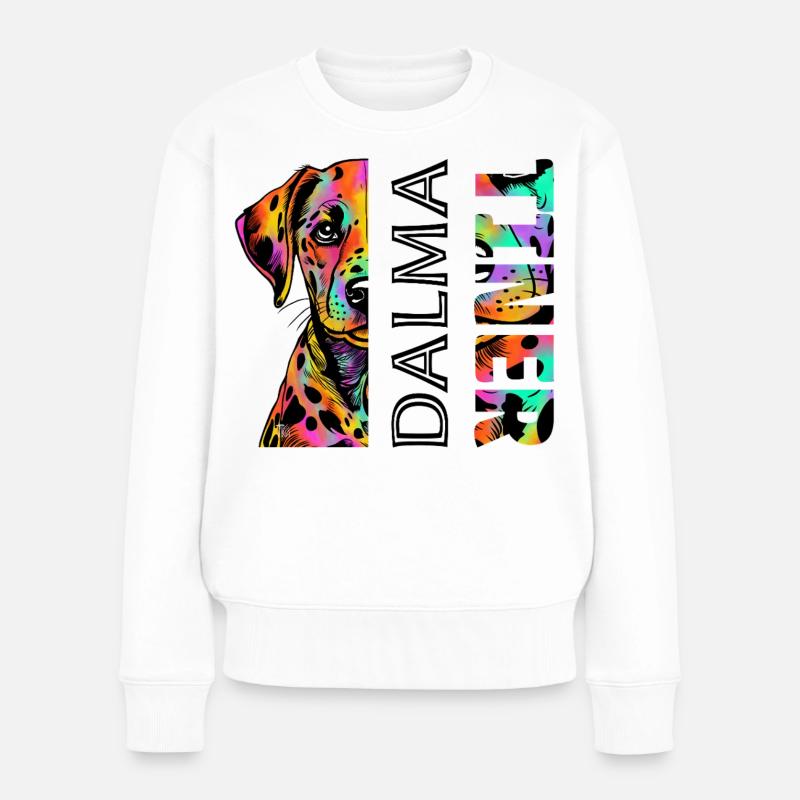 Dalmatien coloré - Pull Premium bio Femme - blanc
