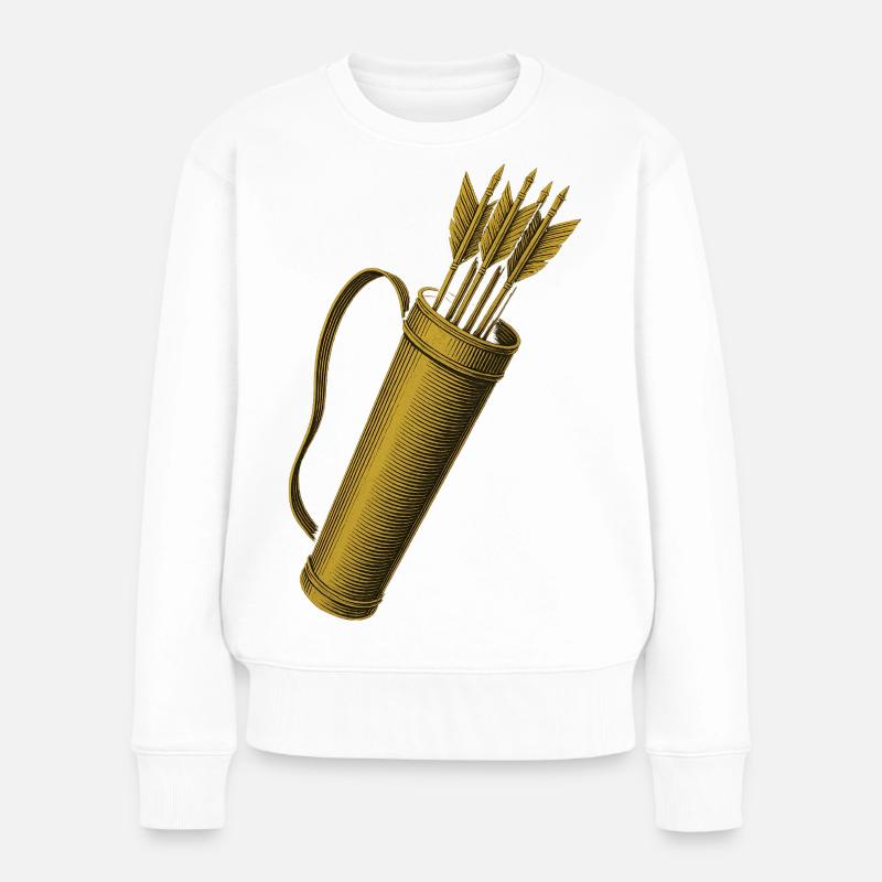 Bogenschießen Bogen Pfeil Köcher Bogenschütze - Frauen Premium Bio Pullover - Weiß