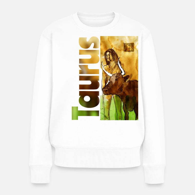 Sternzeichen Stier - Frauen Premium Bio Pullover - Weiß