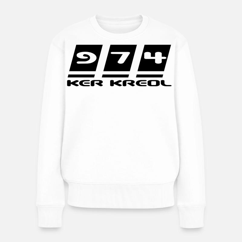 Design 974 Ker Kreol - La Réunion - Pull Premium bio Femme - blanc