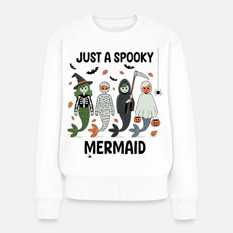 Conception d’Halloween de sirènes hantées - Pull Premium bio Femme - blanc
